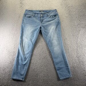 Express Stella Jeans Womens 12 Blue Skinny Ankle Workwear Low-Rise Faded Stretch